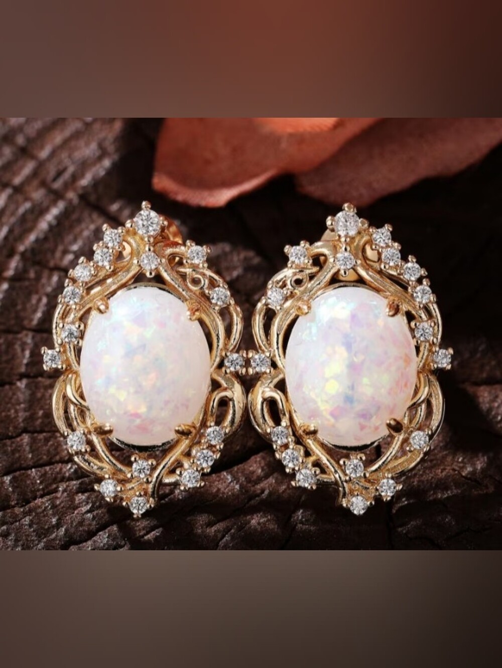 $8 Each Or Bundle 5/$20 Elegant Opal and Gold Crystal Stud Earrings